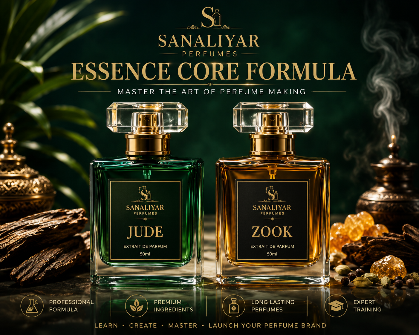 SANALIYAR PERFUMES ESSENCE CORE FORMULA bottles JUDE and ZOOK