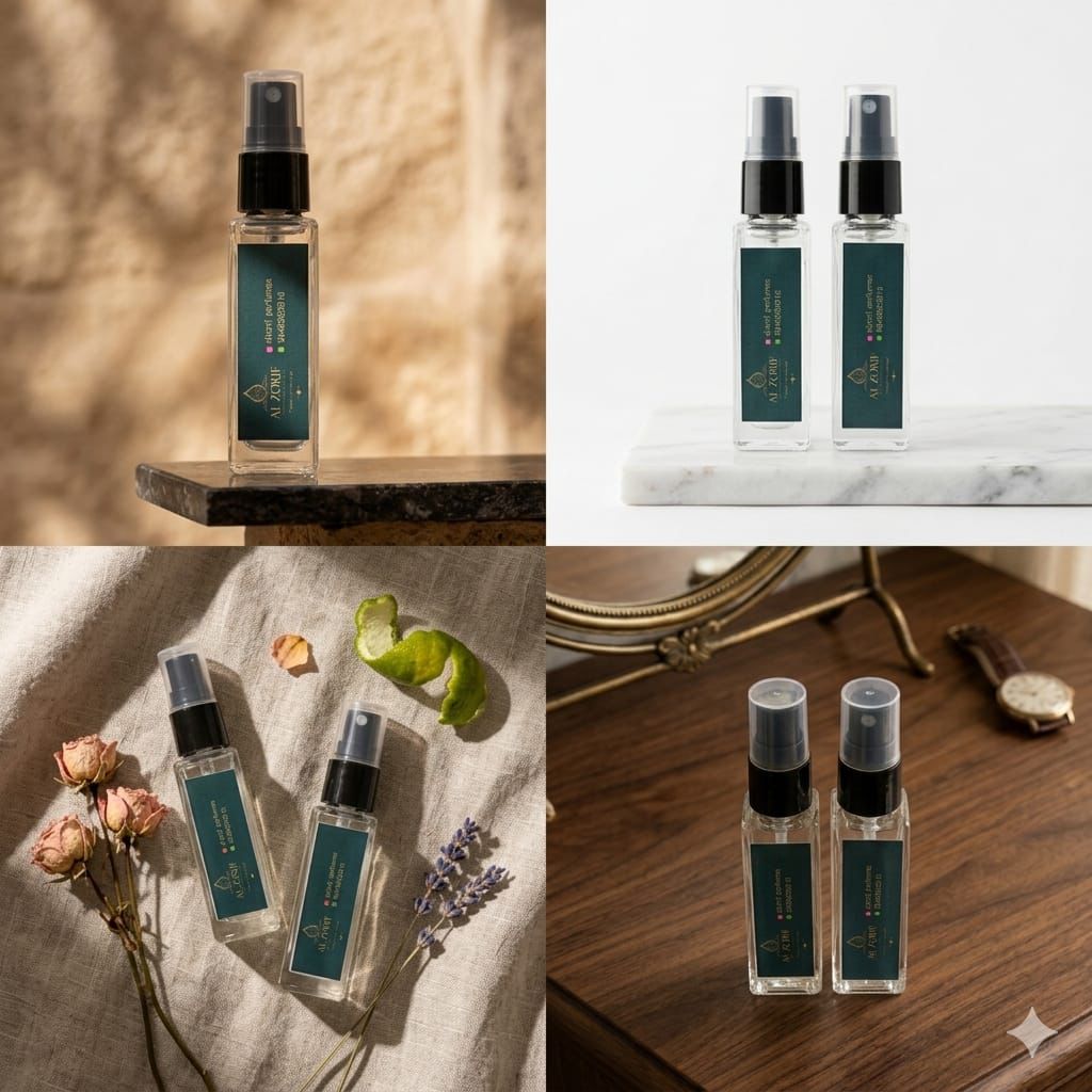 Al Zorif perfume bottles by a student brand